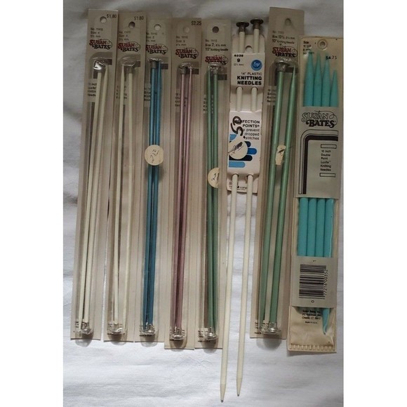 Lot Vtg Susan Bates Boye Knitting Needles Aluminum Silvalume Luxite Lucite - Picture 1 of 3